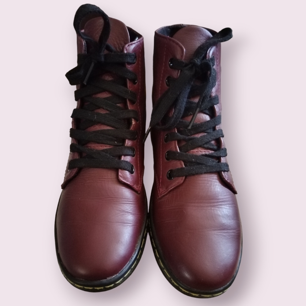 Dr. Martens Burgandy Leather Boots